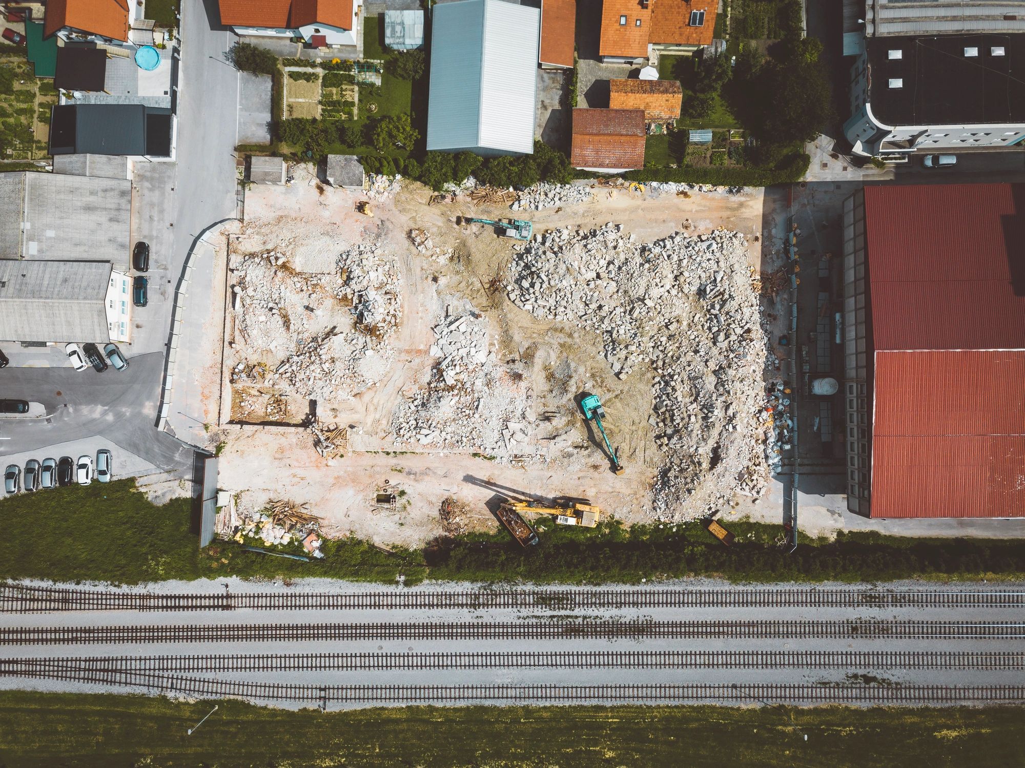Aerial view of an active ELJ job site