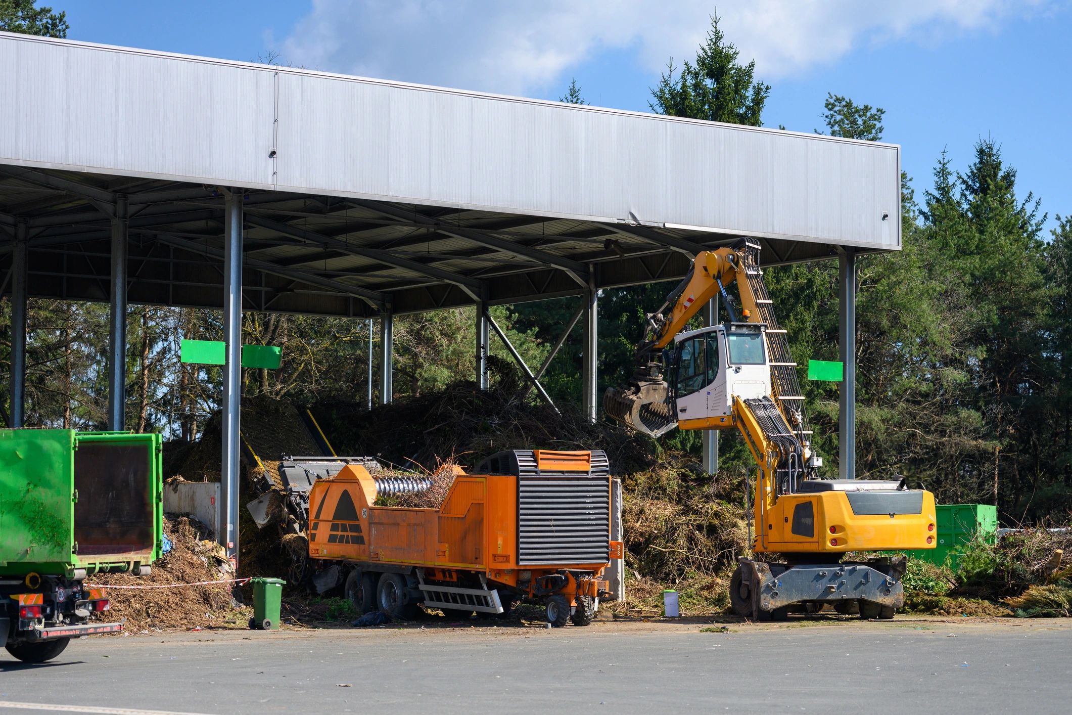 Construction equipment operating at a work site